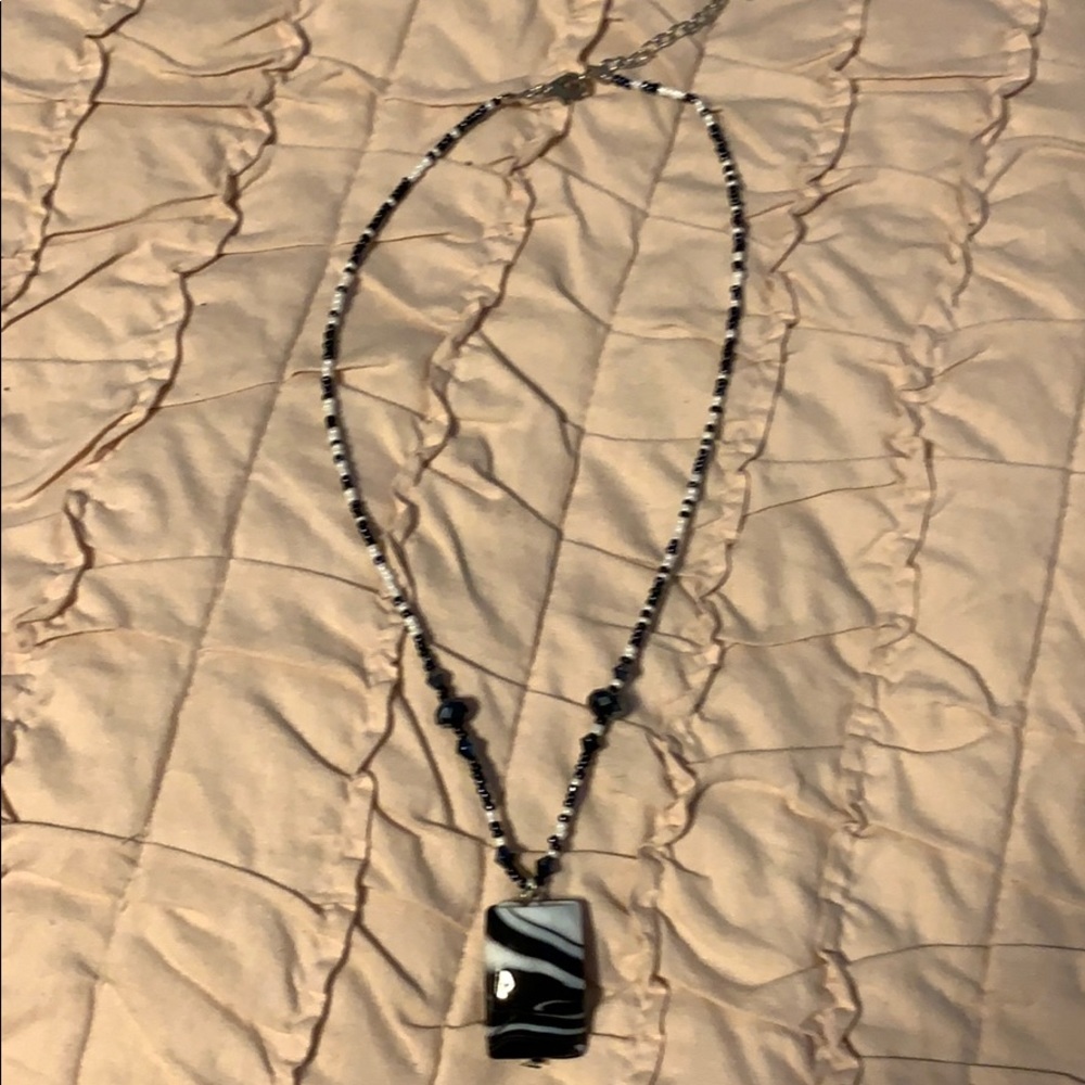 Black and white beaded necklace
